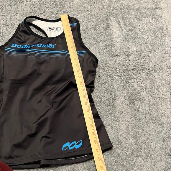 Podiumwear Tank Top Shirt Womens Medium Racer back Cycling Built In Bra Pockets - Picture 3 of 7